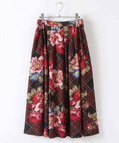 【OUTLET】チェックブーケｐｔタックスカート