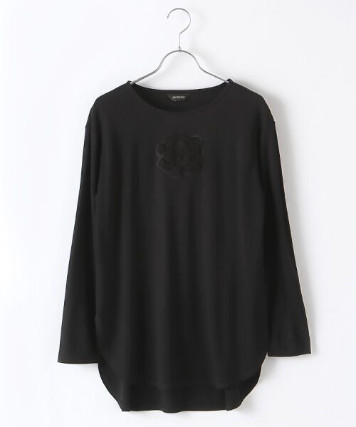 INGEBORG / インゲボルグ カットソー | 【OUTLET】ふわふわカメリア付カットソー（クロ）