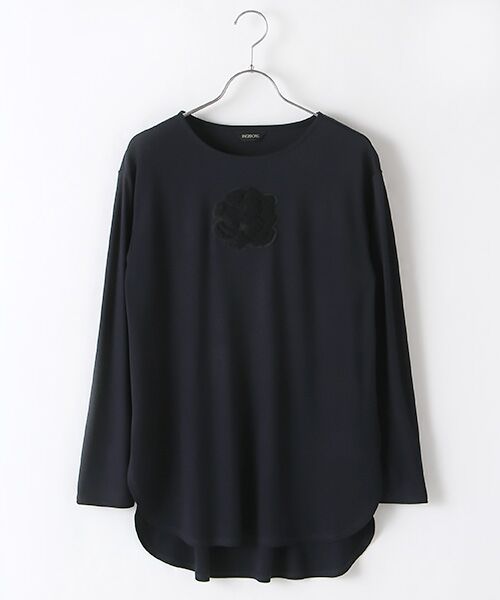 INGEBORG / インゲボルグ カットソー | 【OUTLET】ふわふわカメリア付カットソー（ネイビー）