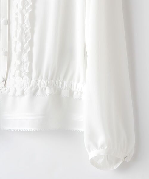 インゲボルグ INGEBORG☆ピコフリル たくさん（前面）ブラウス シャツ☆羽織ものにも☆長袖 サイズ11 白 ホワイト 送料１８５円～ セール OUTLETピコフリル＆ピンタックフーディブラウス （シャツ