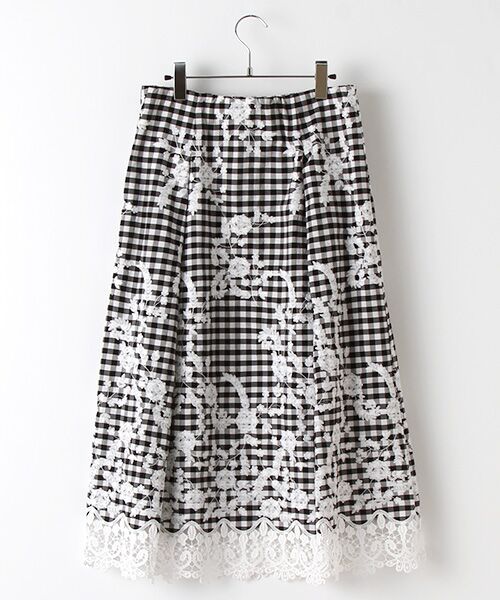 【OUTLET】ギンガム刺繍レーススカート
