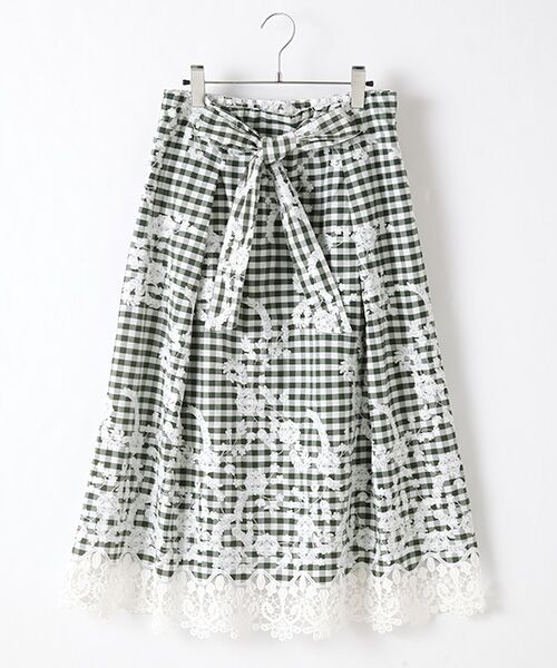 【OUTLET】ギンガム刺繍レーススカート