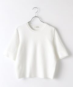 【OUTLET】スムース＆レース編み大人ニットプルオーバー