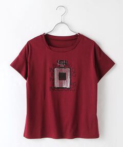 【OUTLET】ロゴ＆メタリック香水瓶プリントカットソー