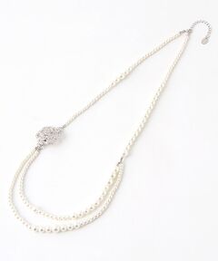 【OUTLET】カメリア付グラデーションパール調ロングネックレス