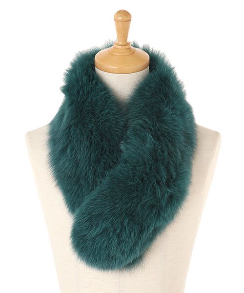 オンラインストア入荷 LE CIEL BLEU FOXFur グリーン マフラー