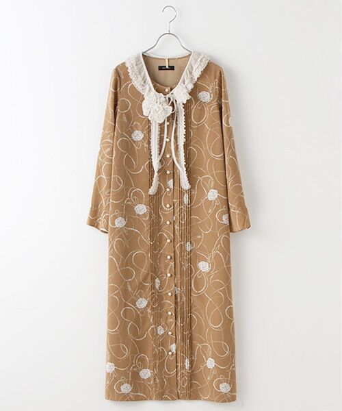 セール】 【OUTLET】パール水玉＆カメリアプリントロング