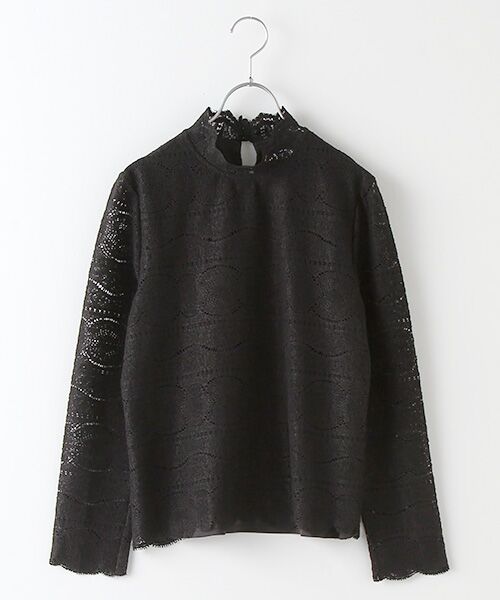 INGEBORG / インゲボルグ シャツ・ブラウス | 【OUTLET】ウール調レースハイネックブラウス（クロ）