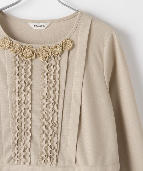 セール】 【OUTLET】ピコフリル＆フラワーモチーフロングワンピース