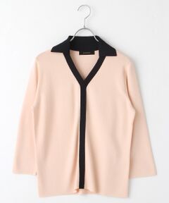 【OUTLET】配色スキッパーカラーニットプルオーバー