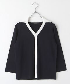 【OUTLET】配色スキッパーカラーニットプルオーバー