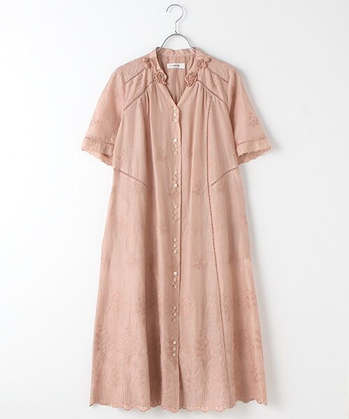 セール】 【OUTLET】スズラン刺繍ロングワンピース （ロング・マキシ丈
