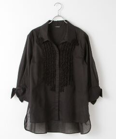 【OUTLET】綿麻ローンピコフリルシャツブラウス