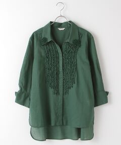 【OUTLET】綿麻ローンピコフリルシャツブラウス