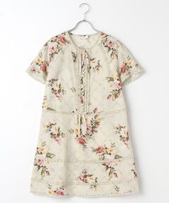 【OUTLET】シャドーチェックフラワーpt.チュニックブラウス