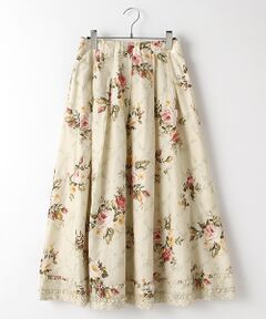 【OUTLET】シャドーチェックフラワーpt.タックロングスカート