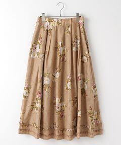 【OUTLET】シャドーチェックフラワーpt.タックロングスカート