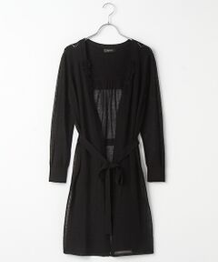 【OUTLET】フラワーモチーフ付ロングニットカーディガン