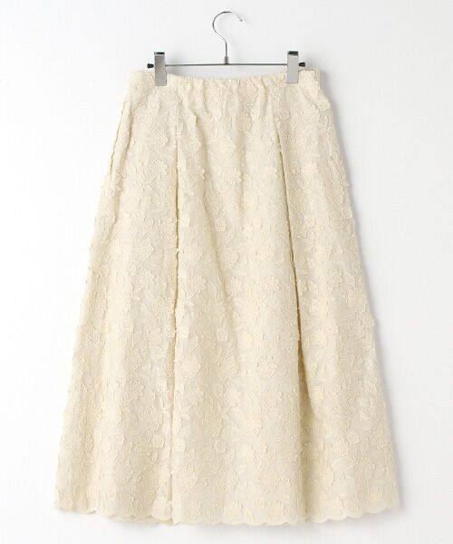 INGEBORG / インゲボルグ ロング・マキシ丈スカート | 【OUTLET】ケミカルエンブロイダリーレースタックフレアースカート | 詳細2