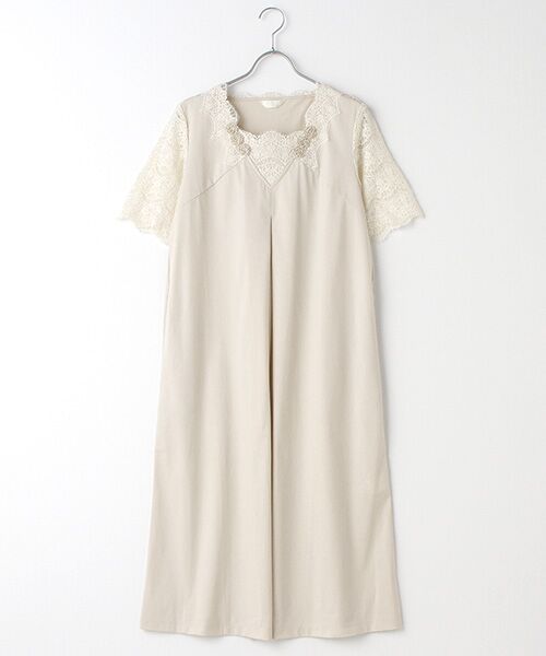 INGEBORG / インゲボルグ ロング・マキシ丈ワンピース | 【OUTLET】レース袖カットソーロングワンピース（エクリュ）