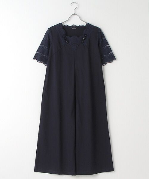 セール】 【OUTLET】レース袖カットソーロングワンピース