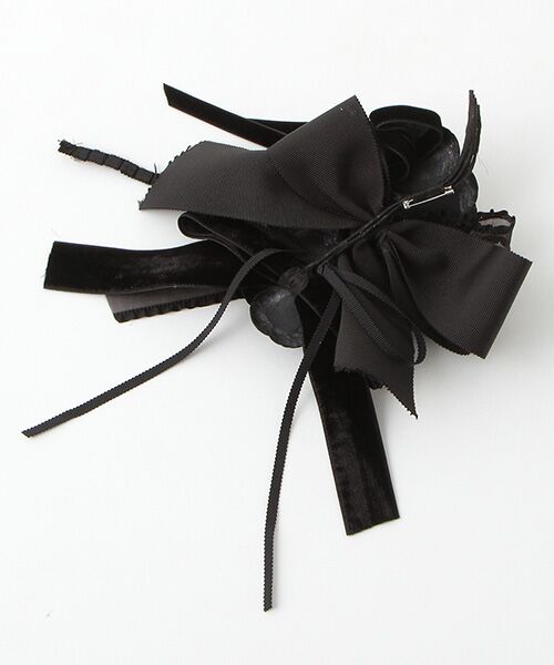 INGEBORG / インゲボルグ ブローチ・コサージュ | 【OUTLET】レザーWカメリア＆ボリュームリボンブローチ | 詳細1