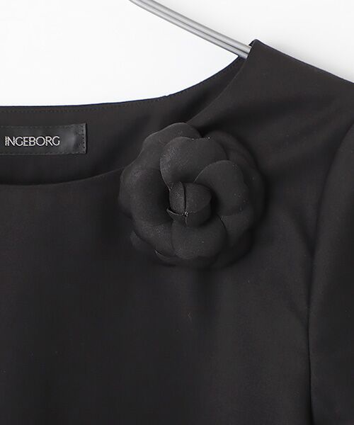 INGEBORG / インゲボルグ シャツ・ブラウス | 【OUTLET】クリアツイル・シフォンコンビブラウスカメリアコサージュ付 | 詳細1