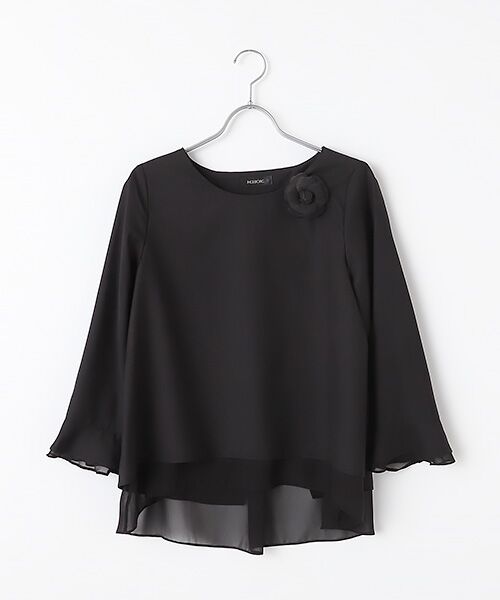 INGEBORG / インゲボルグ シャツ・ブラウス | 【OUTLET】クリアツイル・シフォンコンビブラウスカメリアコサージュ付（クロ）