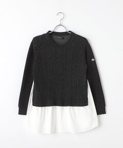 【OUTLET】アラン編ニットハイブリッドプルオーバー