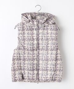 【OUTLET】リントンツイードプリント中わたフーディベスト