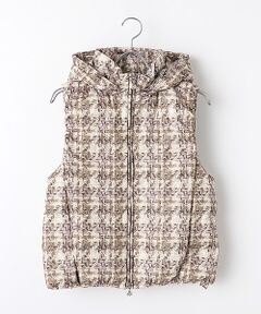 【OUTLET】リントンツイードプリント中わたフーディベスト