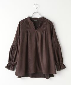 【OUTLET】エコスエードタック装飾ブラウス