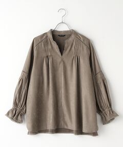 【OUTLET】エコスエードタック装飾ブラウス