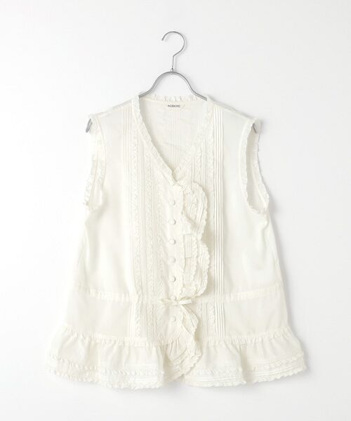 INGEBORG / インゲボルグ ベスト | 【OUTLET】スパンローンピコフリル＆タックベスト（オフ）