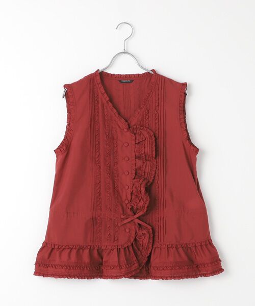 INGEBORG / インゲボルグ ベスト | 【OUTLET】スパンローンピコフリル＆タックベスト（スカーレット）