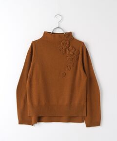 【OUTLET】ニットフラワーモチーフプルオーバー