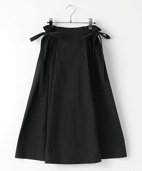 セール】 【OUTLET】サイドリボンアクセントタフタスカート （ロング