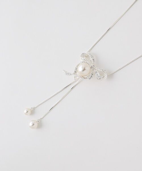 セール】 【OUTLET】パールリボンモチーフネックレス