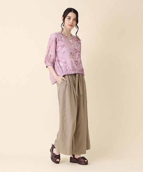 INGEBORG / インゲボルグ その他パンツ | 【OUTLET】ライトナチュラルタンブラーリボンワイドパンツ | 詳細9