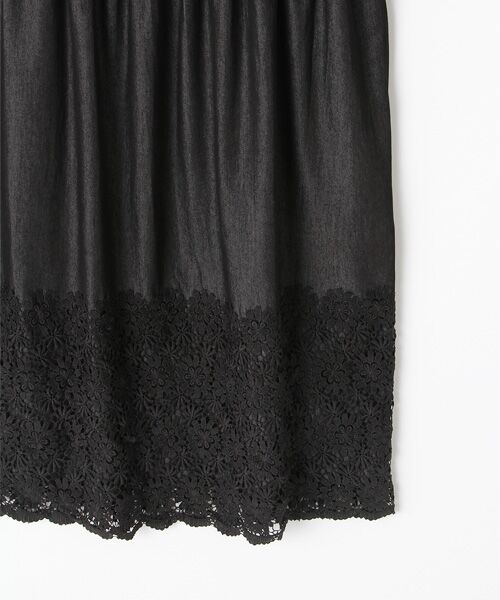 INGEBORG / インゲボルグ ロング・マキシ丈ワンピース | 【OUTLET】フラワーレース切り替ライトデニムワンピース | 詳細3