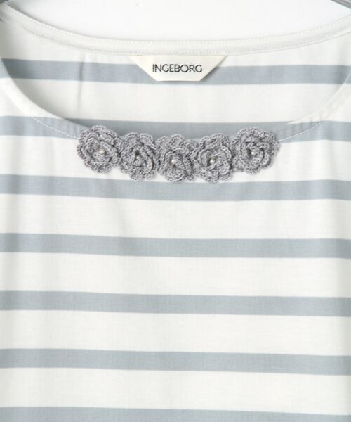 INGEBORG / インゲボルグ カットソー | 【OUTLET】ニットモチーフ付き変形スリーブカットソー | 詳細2