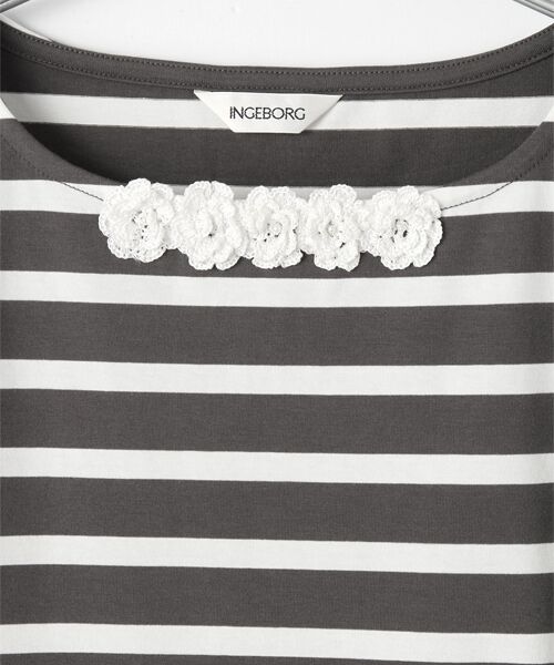 INGEBORG / インゲボルグ カットソー | 【OUTLET】ニットモチーフ付き変形スリーブカットソー | 詳細3