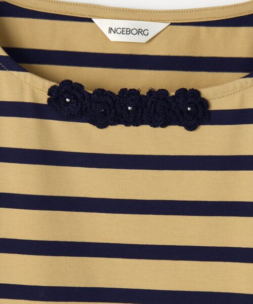 INGEBORG / インゲボルグ カットソー | 【OUTLET】ニットモチーフ付き変形スリーブカットソー | 詳細4