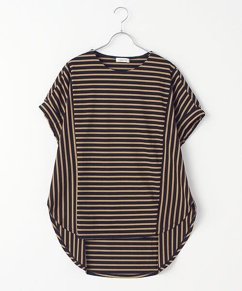 INGEBORG / インゲボルグ カットソー | 【OUTLET】ボーダースイッチングカットソー（ネイビー×モカ）