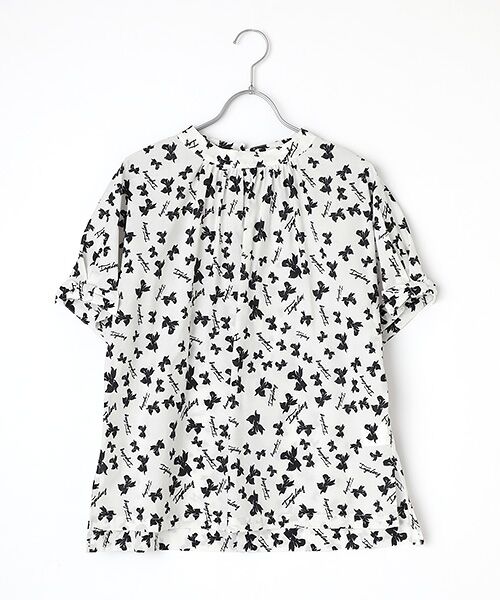 INGEBORG / インゲボルグ シャツ・ブラウス | 【OUTLET】ロゴリボンpt.スタンドカラーブラウス（オフ）