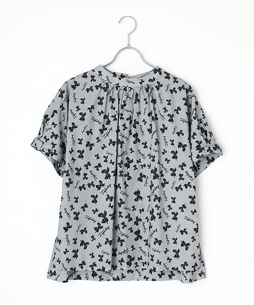 INGEBORG / インゲボルグ シャツ・ブラウス | 【OUTLET】ロゴリボンpt.スタンドカラーブラウス（グレー）