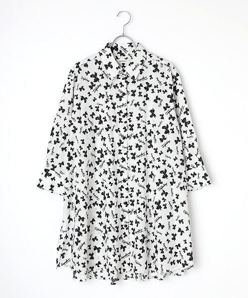 INGEBORG / インゲボルグ シャツ・ブラウス | 【OUTLET】ロゴリボンpt.シャツカラーチュニック（オフ）