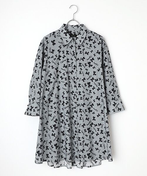 INGEBORG / インゲボルグ シャツ・ブラウス | 【OUTLET】ロゴリボンpt.シャツカラーチュニック（グレー）