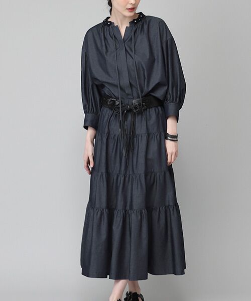 INGEBORG / インゲボルグ ロング・マキシ丈スカート | 【OUTLET】カイハラライトデニムティアードスカート | 詳細9