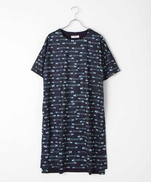 ロゴ★ボーダー★コットン★スプリットワンピース★REDVALENTINO セール】 【OUTLET】ボーダーロゴリボンpt.ワンピース （ロング
